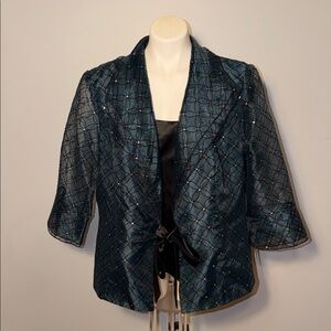 J.R. Nites by Carol Lin Flocked Organza Collar Tie Jacket & Tank top. Size 20W
